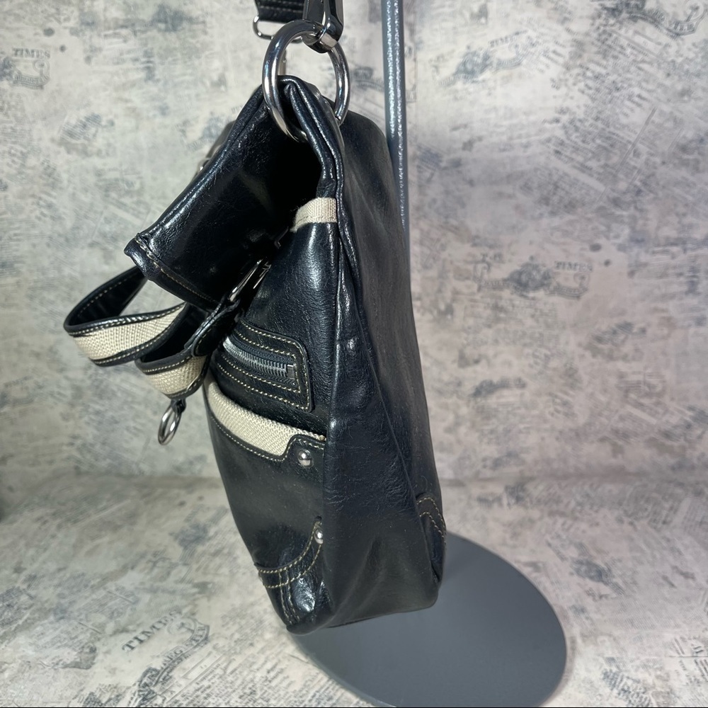 Nine West Black Shoulder Bag Classic Everyday Purse Silver Hardware - Picture 5 of 14